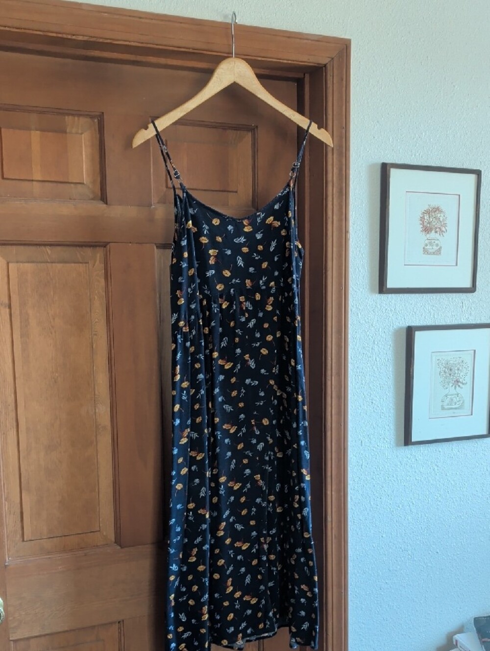 Universal Thread Black Floral Slip Maxi Dress with Orange & Cream Accents - Picture 6 of 6